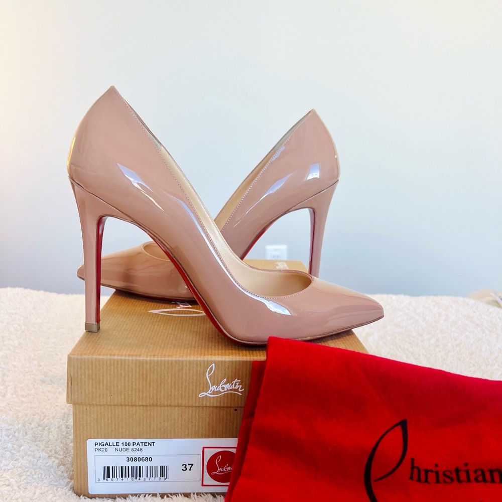 Christian Louboutin Nude Pigalle Patent Leather Heels